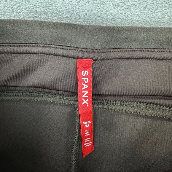 SPANX Womens Suede Stretch High Waisted Velvety Soft Leggings Brown Pull Ons M - Picture 4 of 9